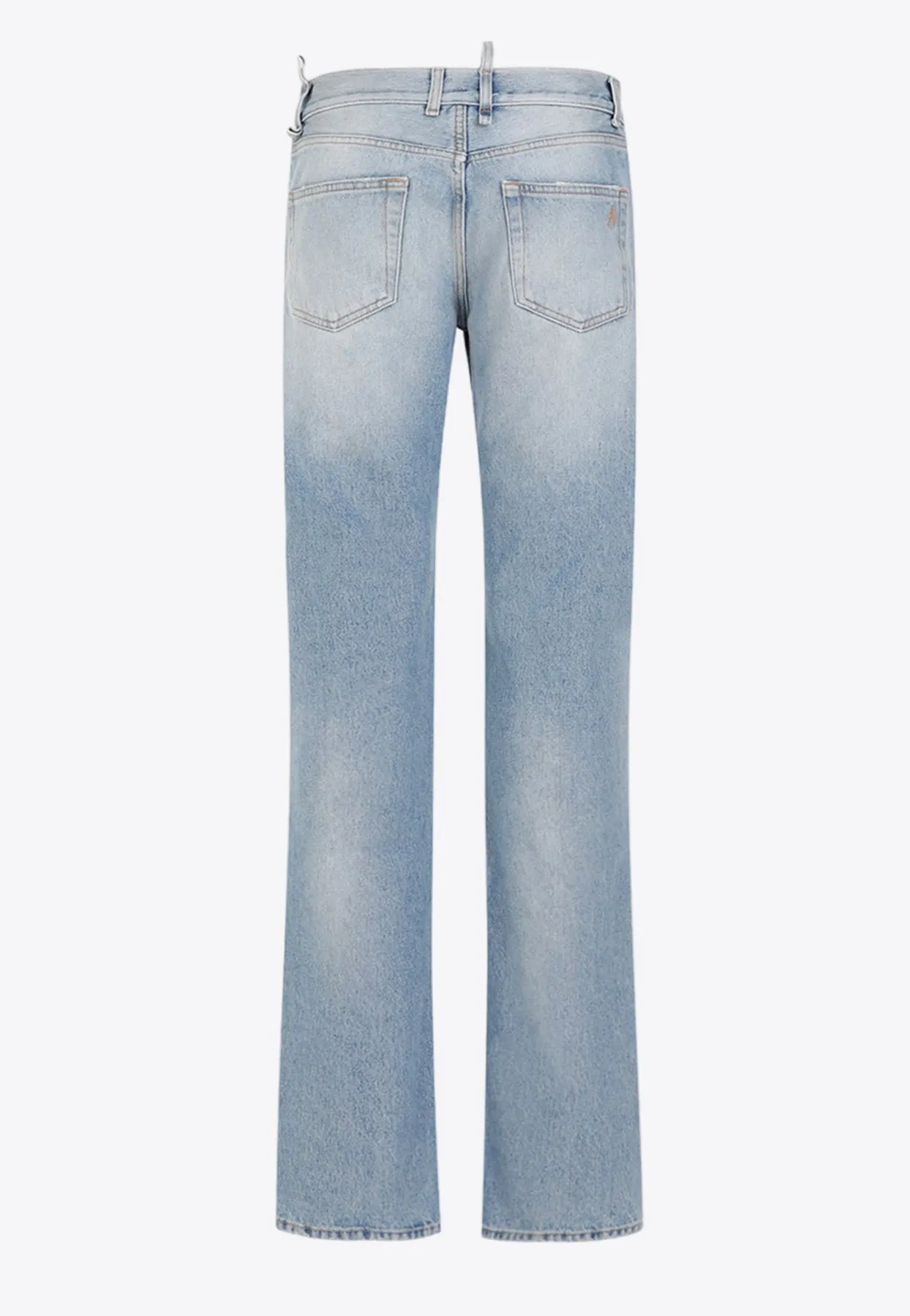 Distressed Straight-Leg Jeans