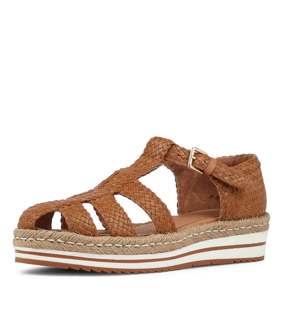 DJANGO & JULIETTE Eabbie Tan Weave Flat Sandals