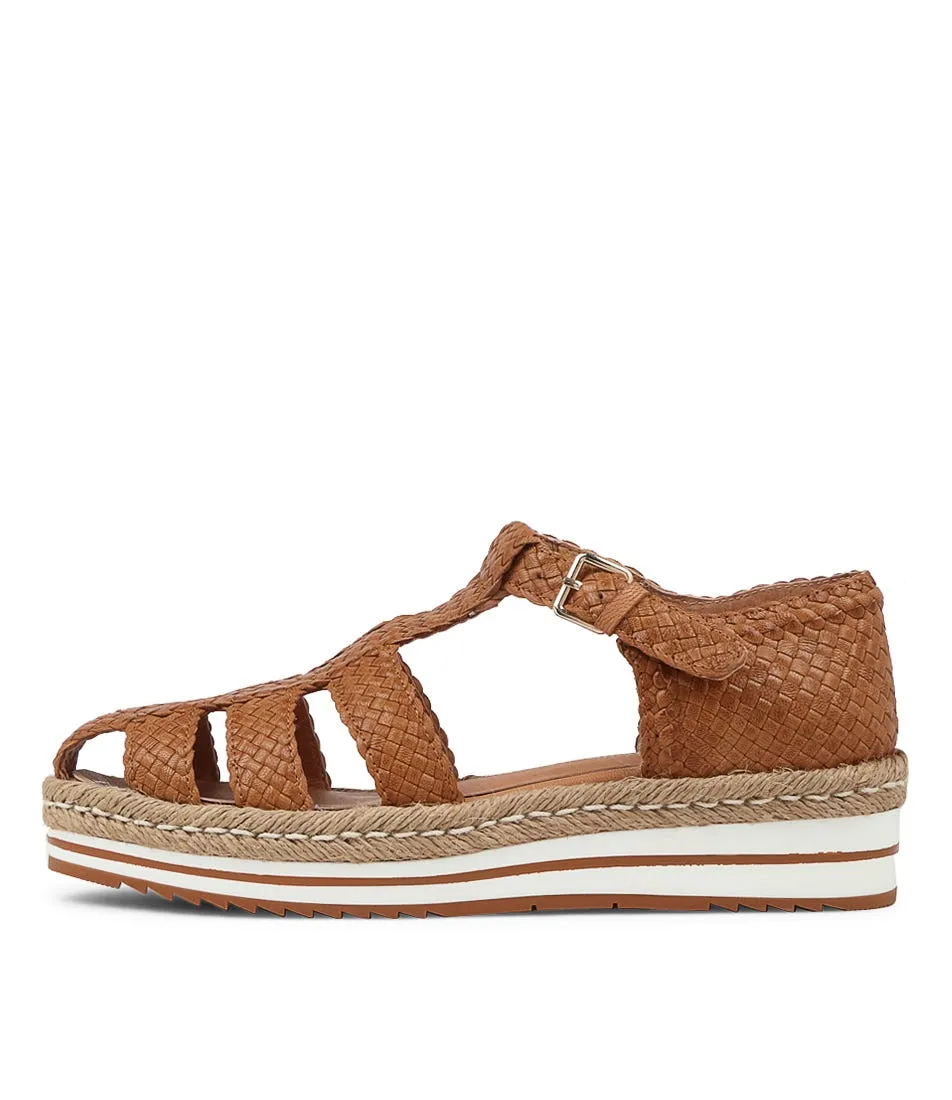 DJANGO & JULIETTE Eabbie Tan Weave Flat Sandals