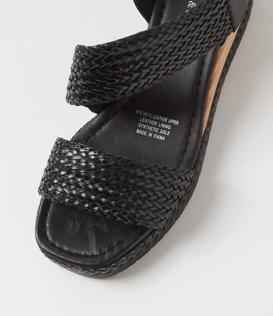 DJANGO & JULIETTE Ide Black Weave Leather Sandals