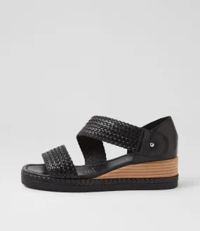 DJANGO & JULIETTE Ide Black Weave Leather Sandals