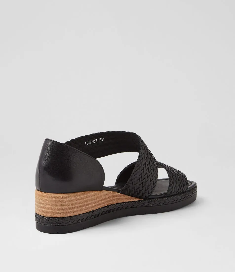 DJANGO & JULIETTE Ide Black Weave Leather Sandals