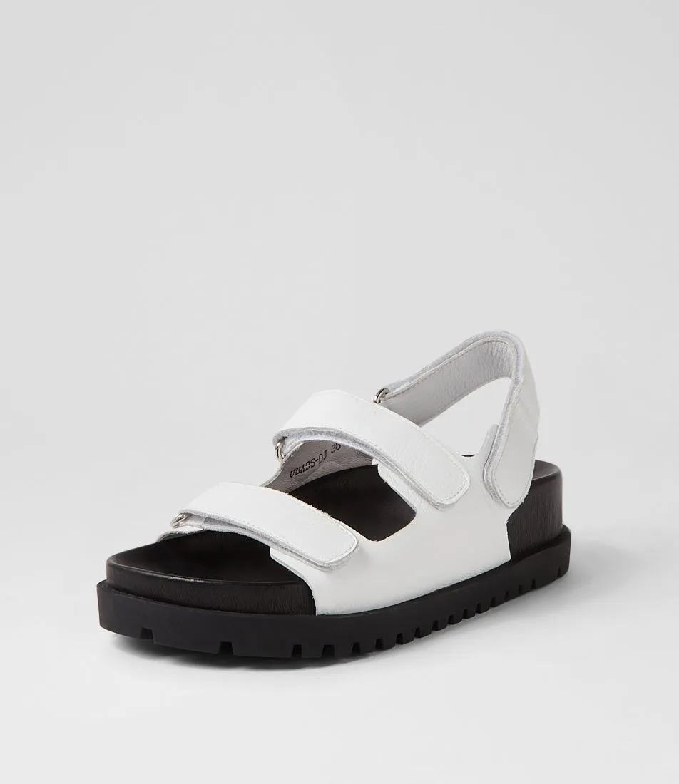 DJANGO & JULIETTE Ubads White Black Leather Sandals
