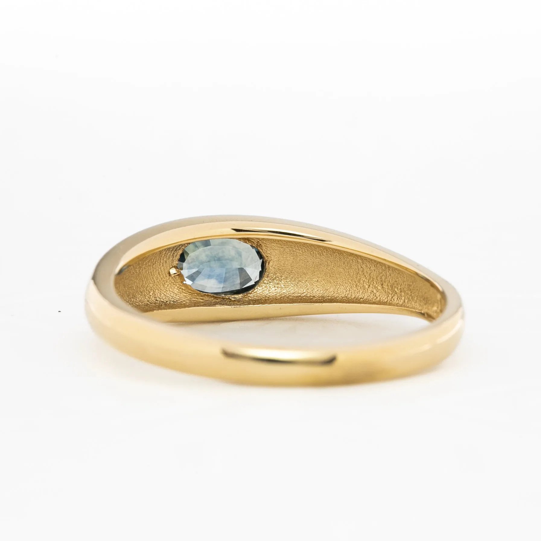 Dome Ring 0.60ct Blue Green Montana Sapphire, 14k Yellow Gold (One of a kind)