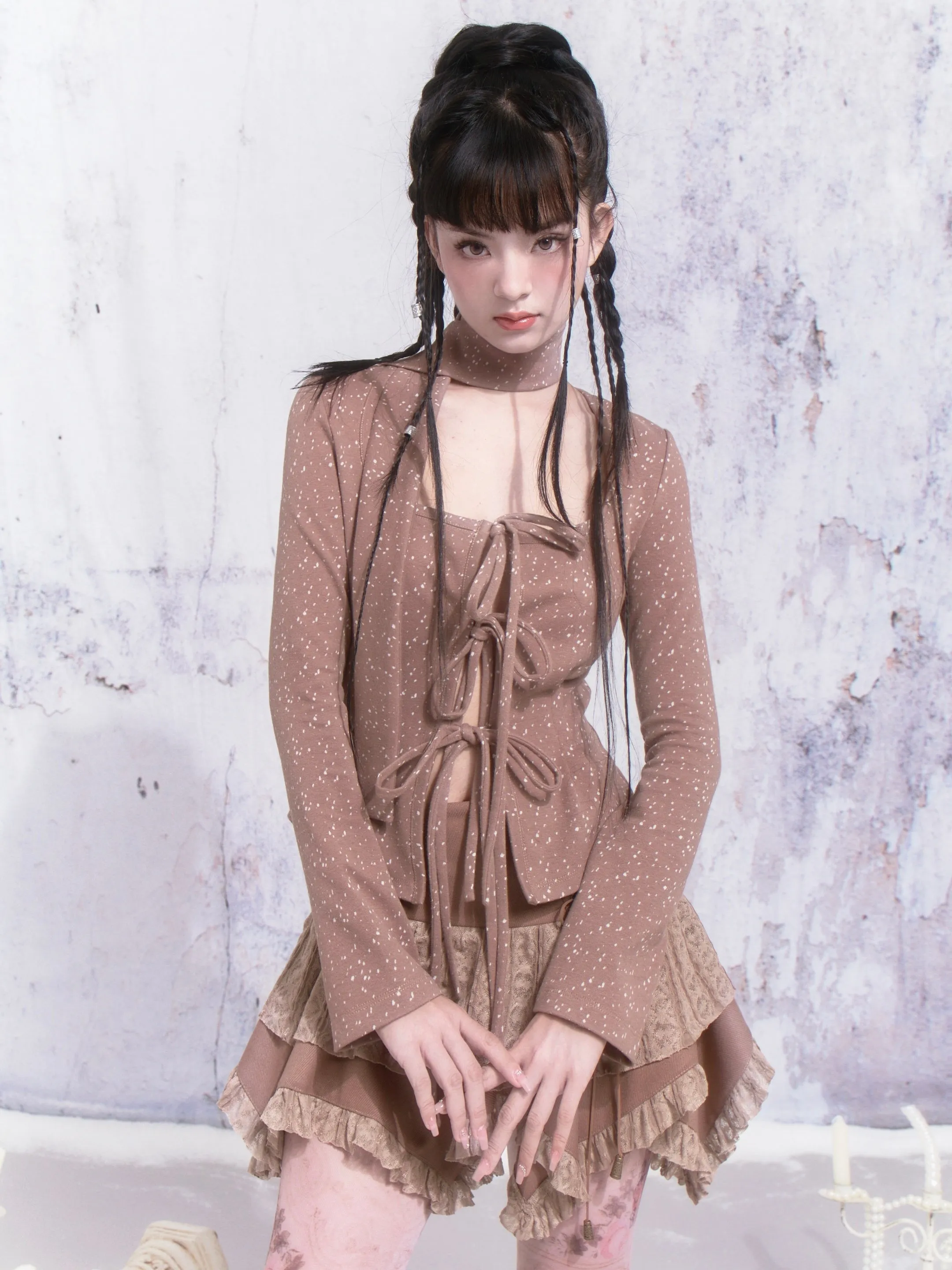 Dot Strap Design Bottoming Cardigan