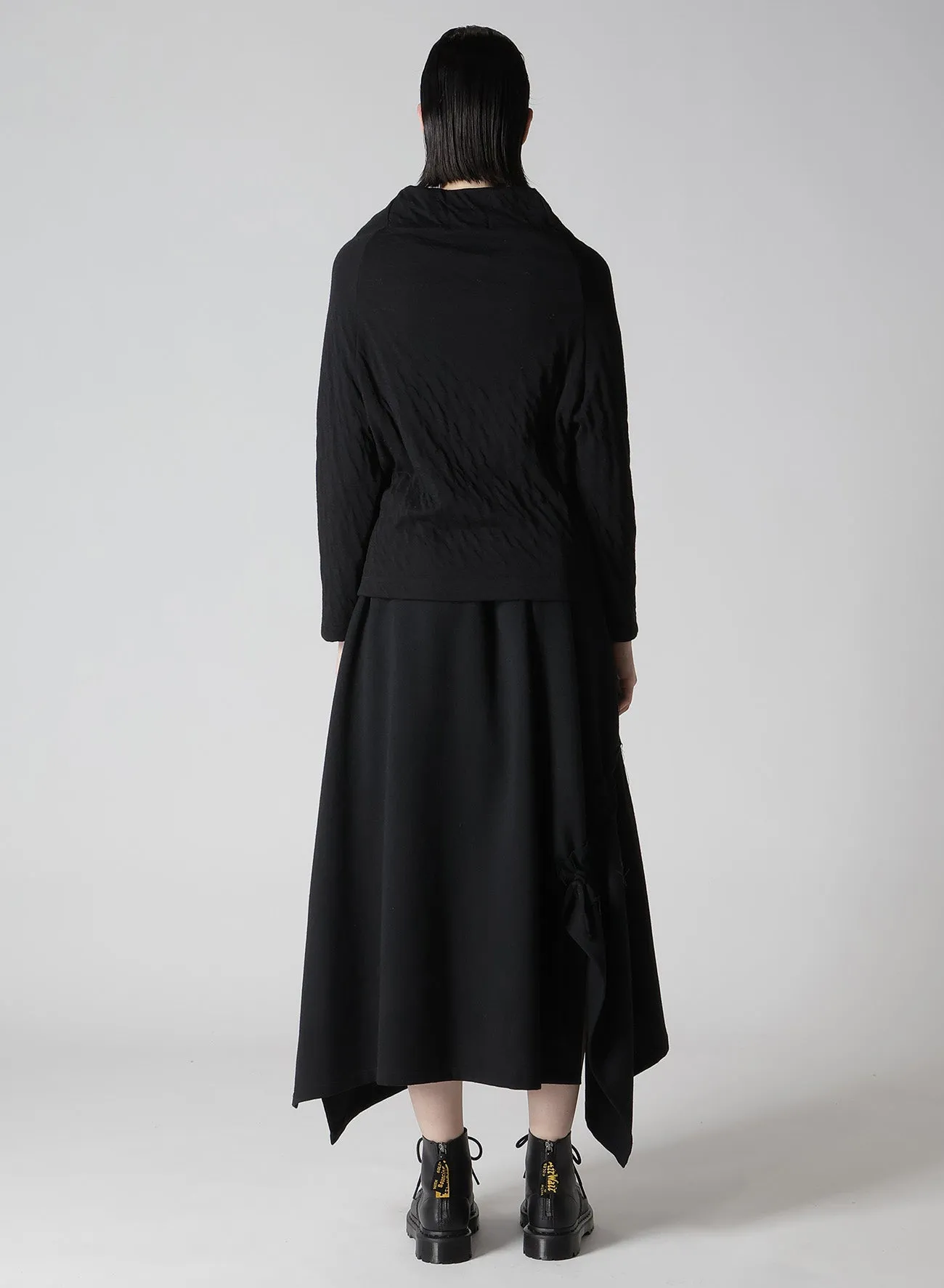 DOUBLE BINDING OFF NECK BUTTON CARDIGAN