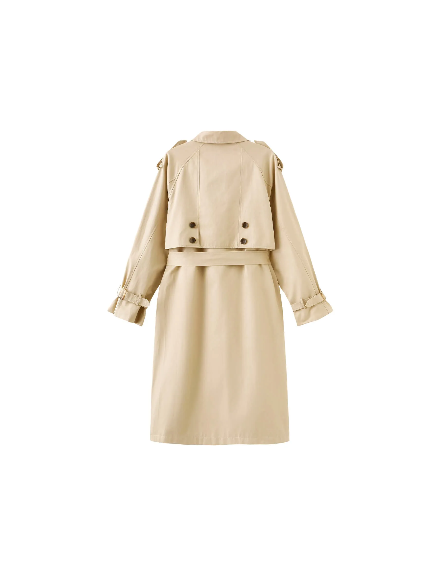 Double Breasted Cotton Blend Trench Coat