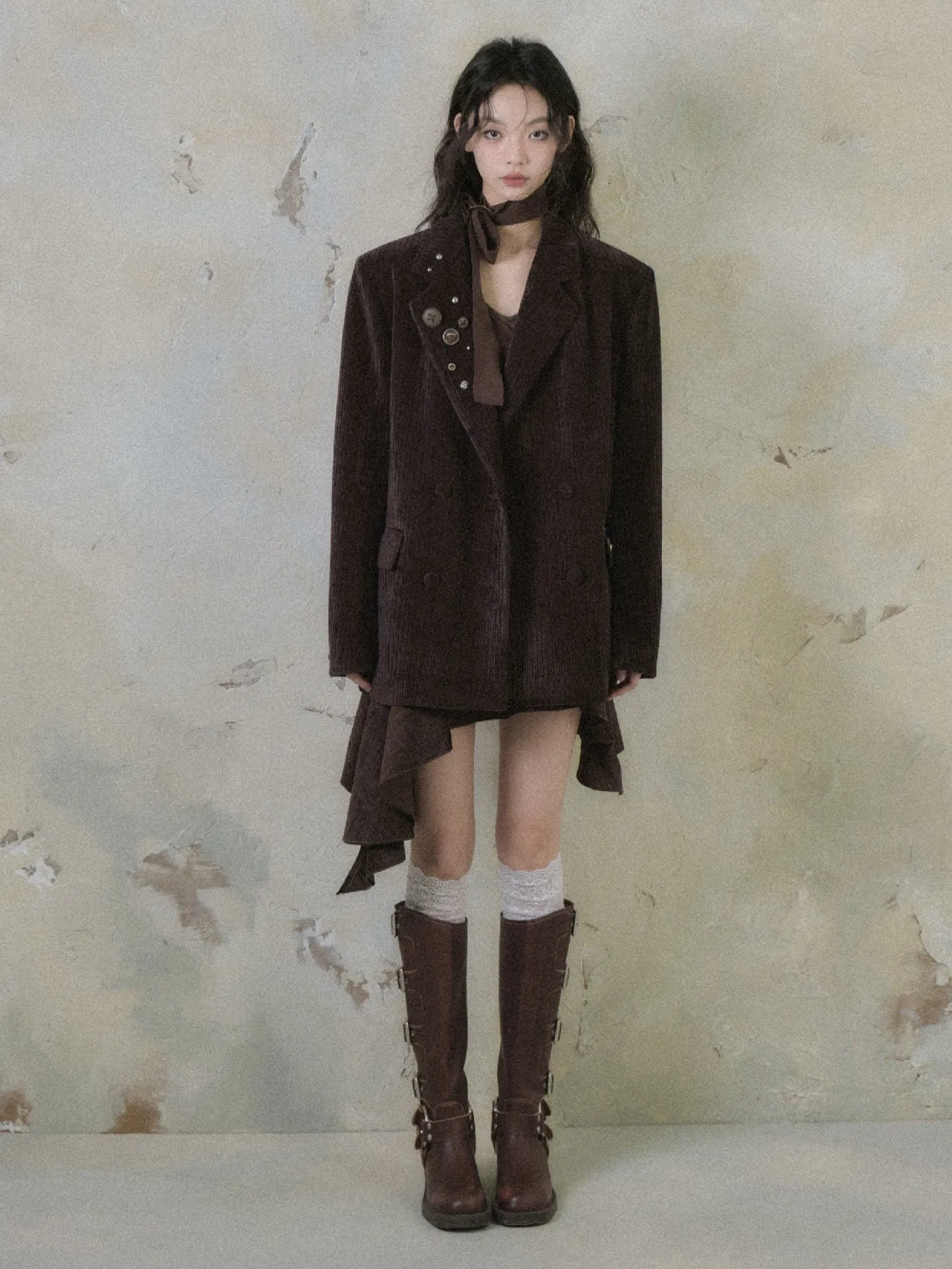 Double Breasted Loose Corduroy Jacket