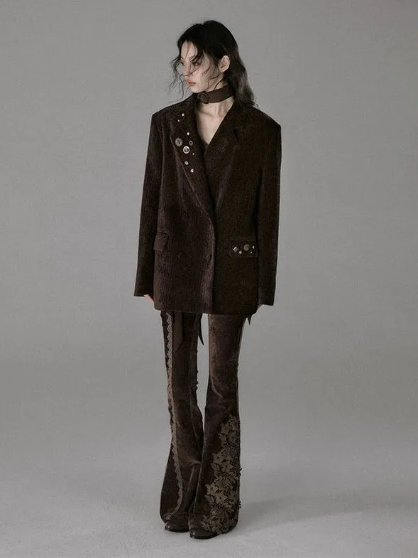 Double Breasted Loose Corduroy Jacket