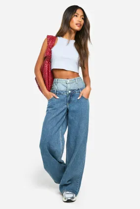 Double Waistband Wide Leg Jeans