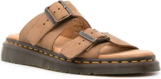 Dr. Martens Josef buckled suede slides Neutrals