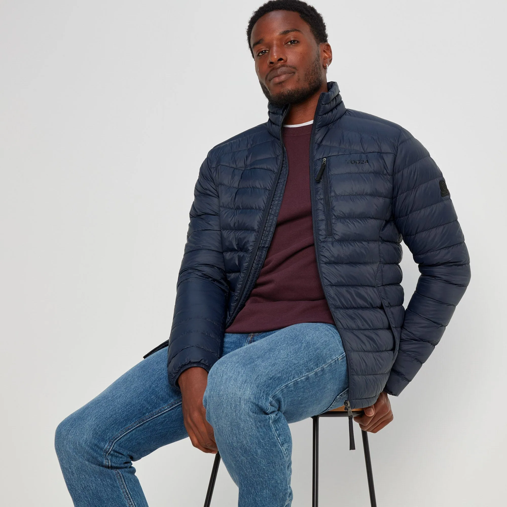 Drax Mens Funnel Down Jacket - Navy