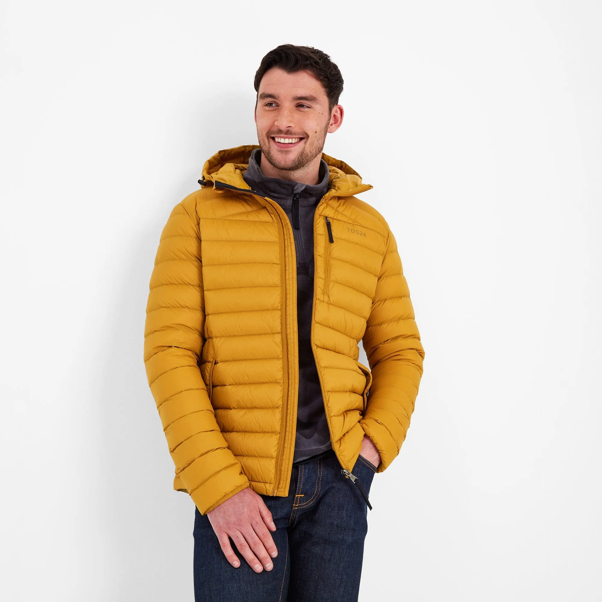 Drax Mens Hooded Down Jacket - Golden Brown