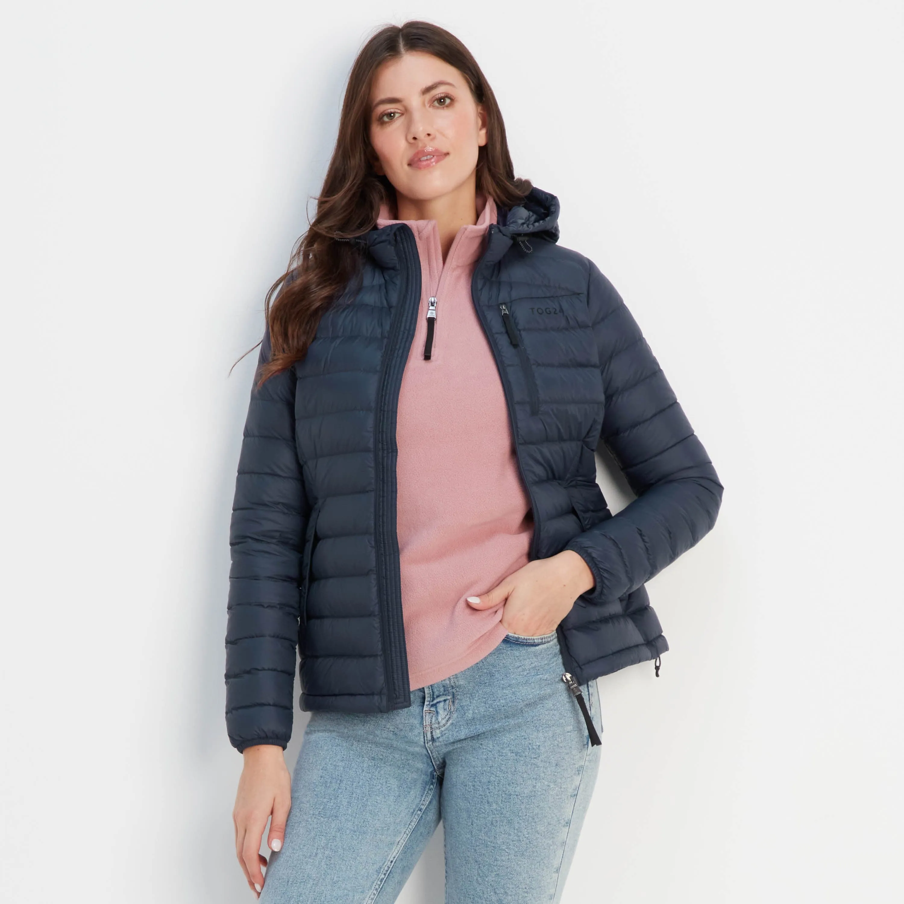 Drax Womens Hooded Down Jacket - Navy