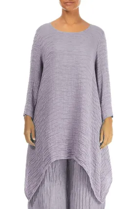 Dropped Edge Lavender Crinkled Silk Tunic