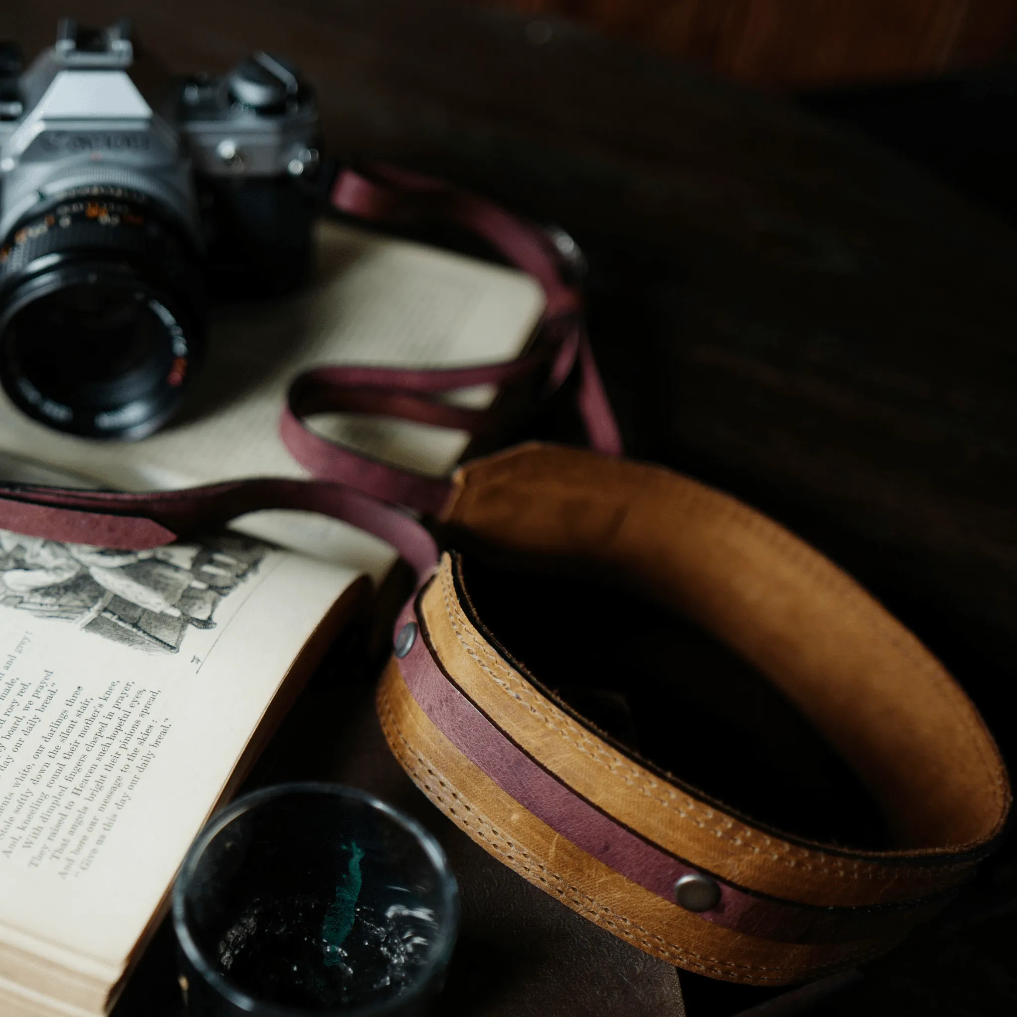Dual Color Leather Camera Strap