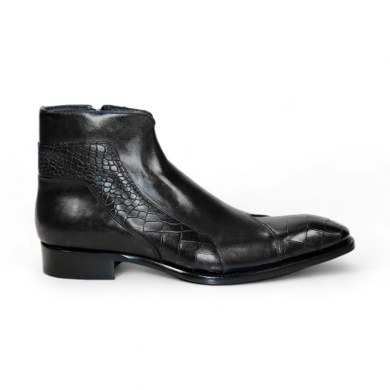 Duca Aprilia Men's Shoes Black Calf-Skin Leather Boots (D1125)