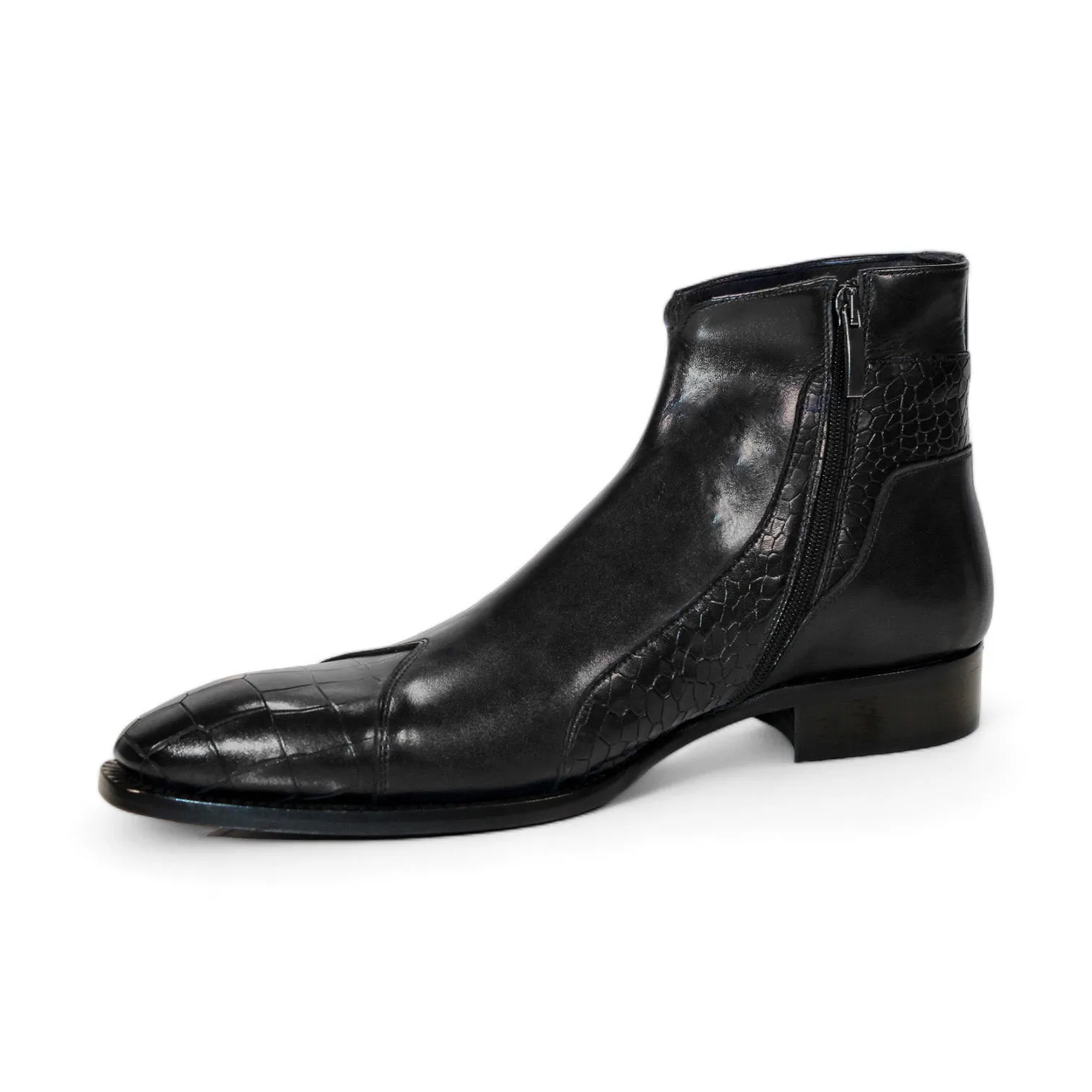 Duca Aprilia Men's Shoes Black Calf-Skin Leather Boots (D1125)