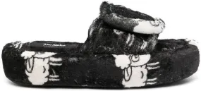 DUOltd Sheep-pattern terry slipper Black