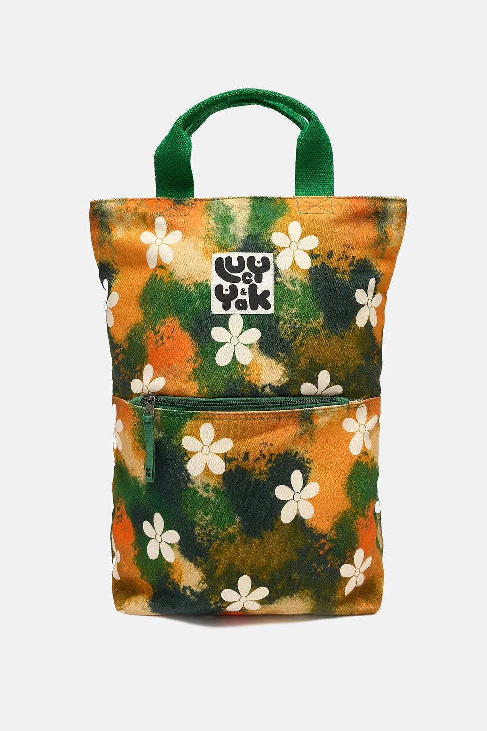 Dylan - Canvas Backpack in Green Daisy-Lu Print
