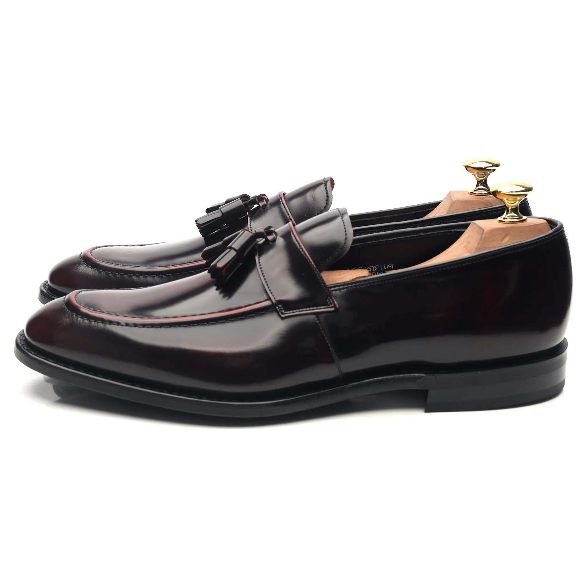 'Easington' Burgundy Leather Tassel Loafers UK 8.5 F