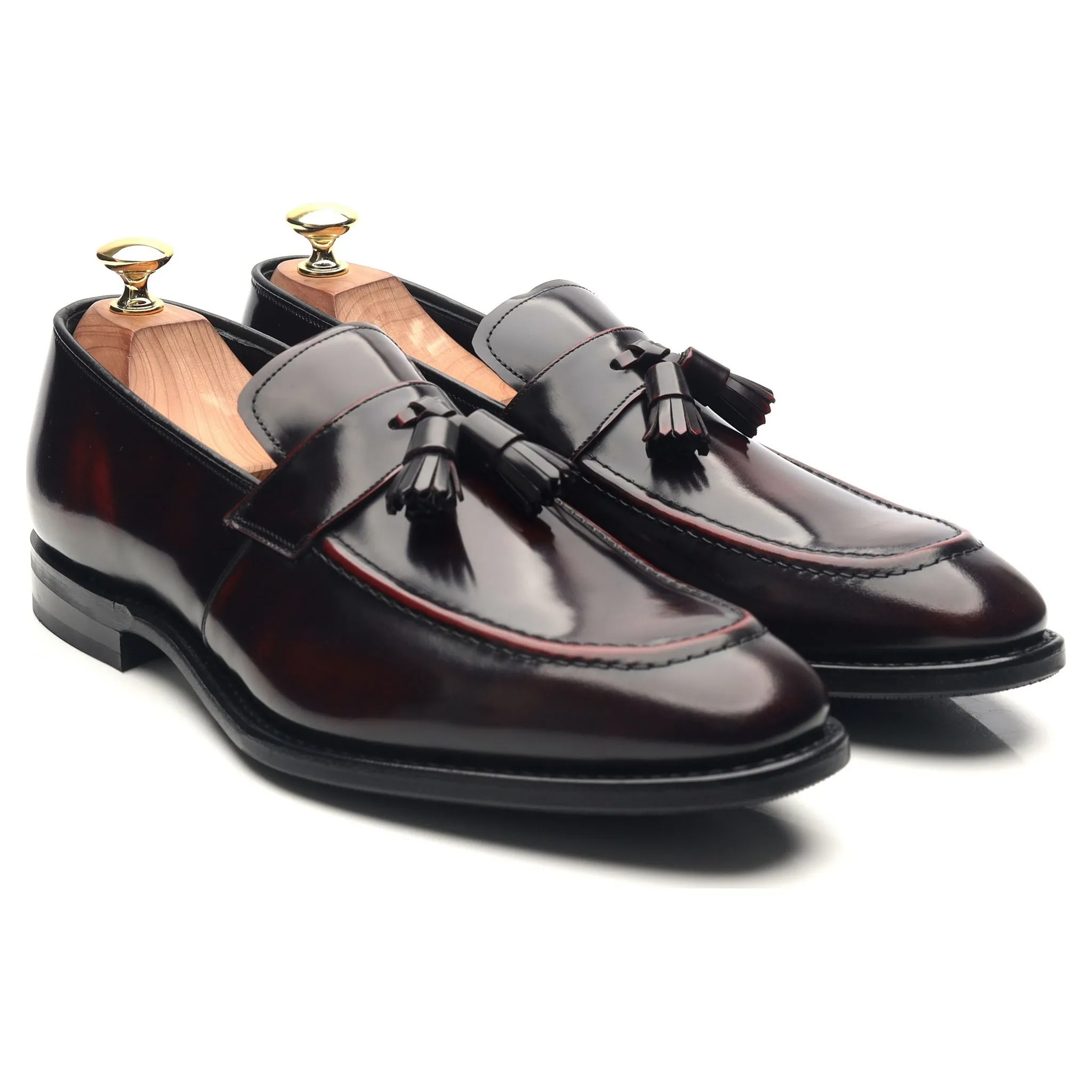 'Easington' Burgundy Leather Tassel Loafers UK 8.5 F