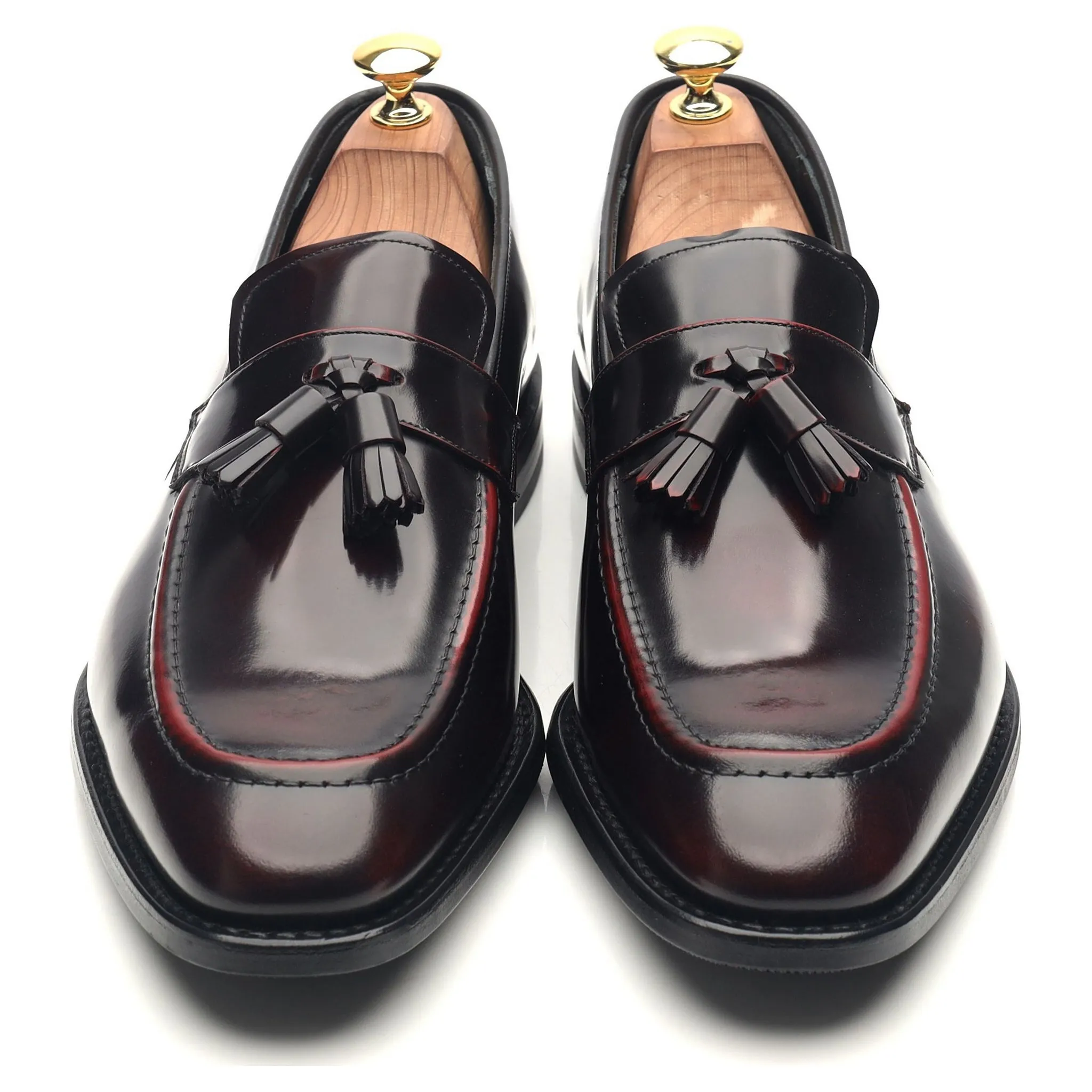 'Easington' Burgundy Leather Tassel Loafers UK 8.5 F