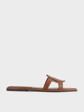 Easley Cut-Out Slide Sandals - Caramel