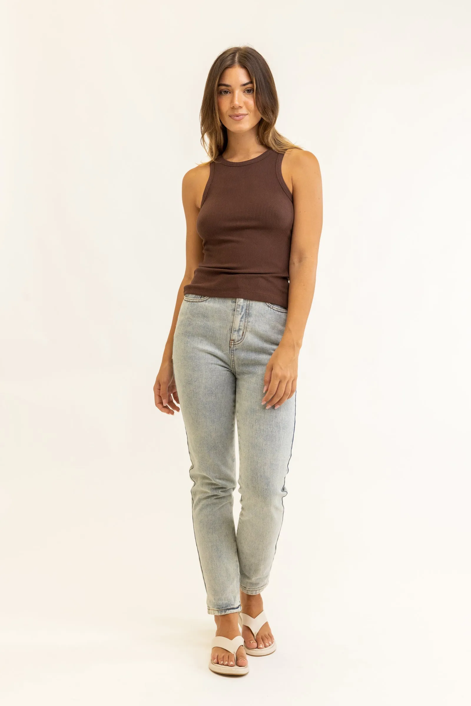 Easy Wear Rib Tank Chocolate