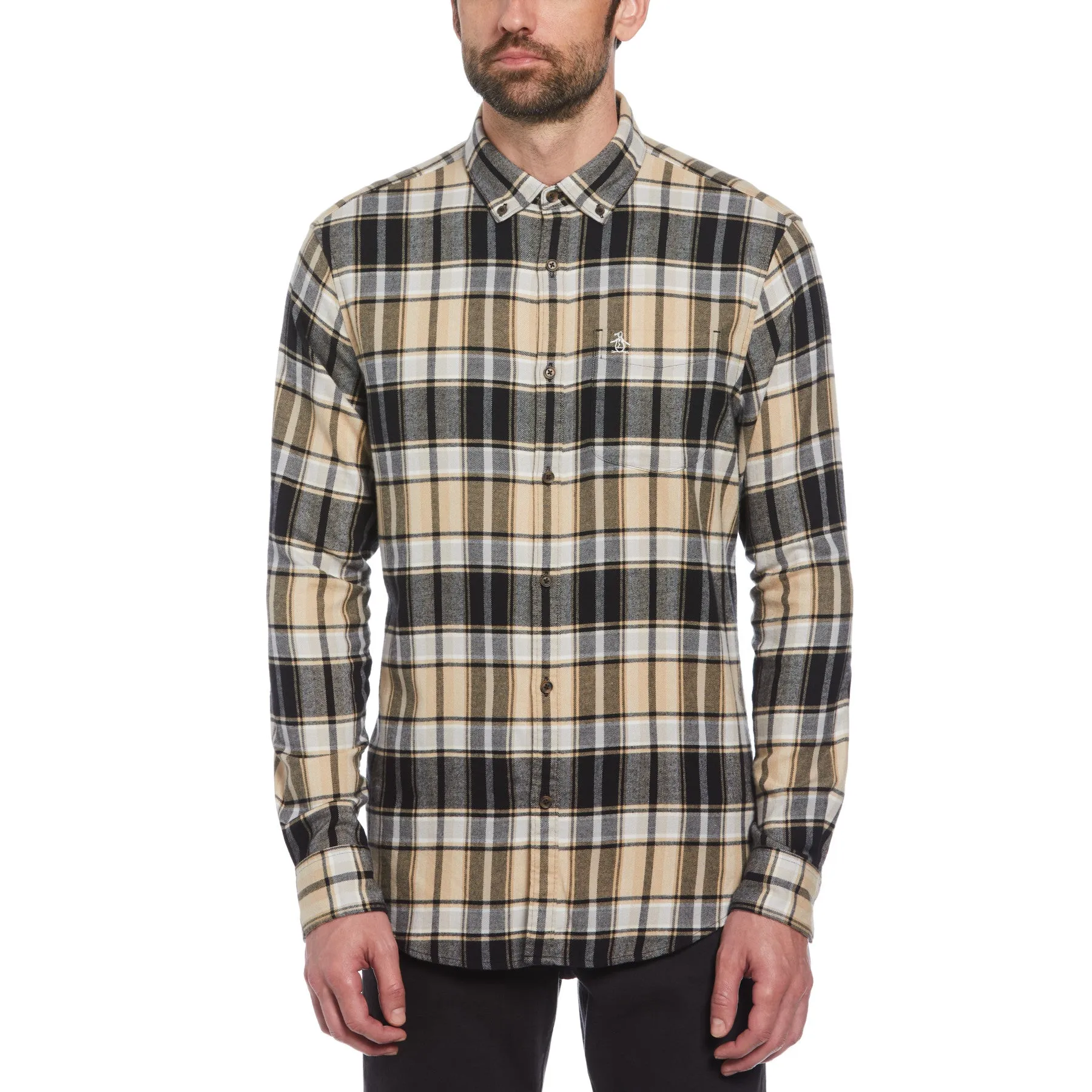 Ecovero Blend Plaid Flannel Shirt In True Black