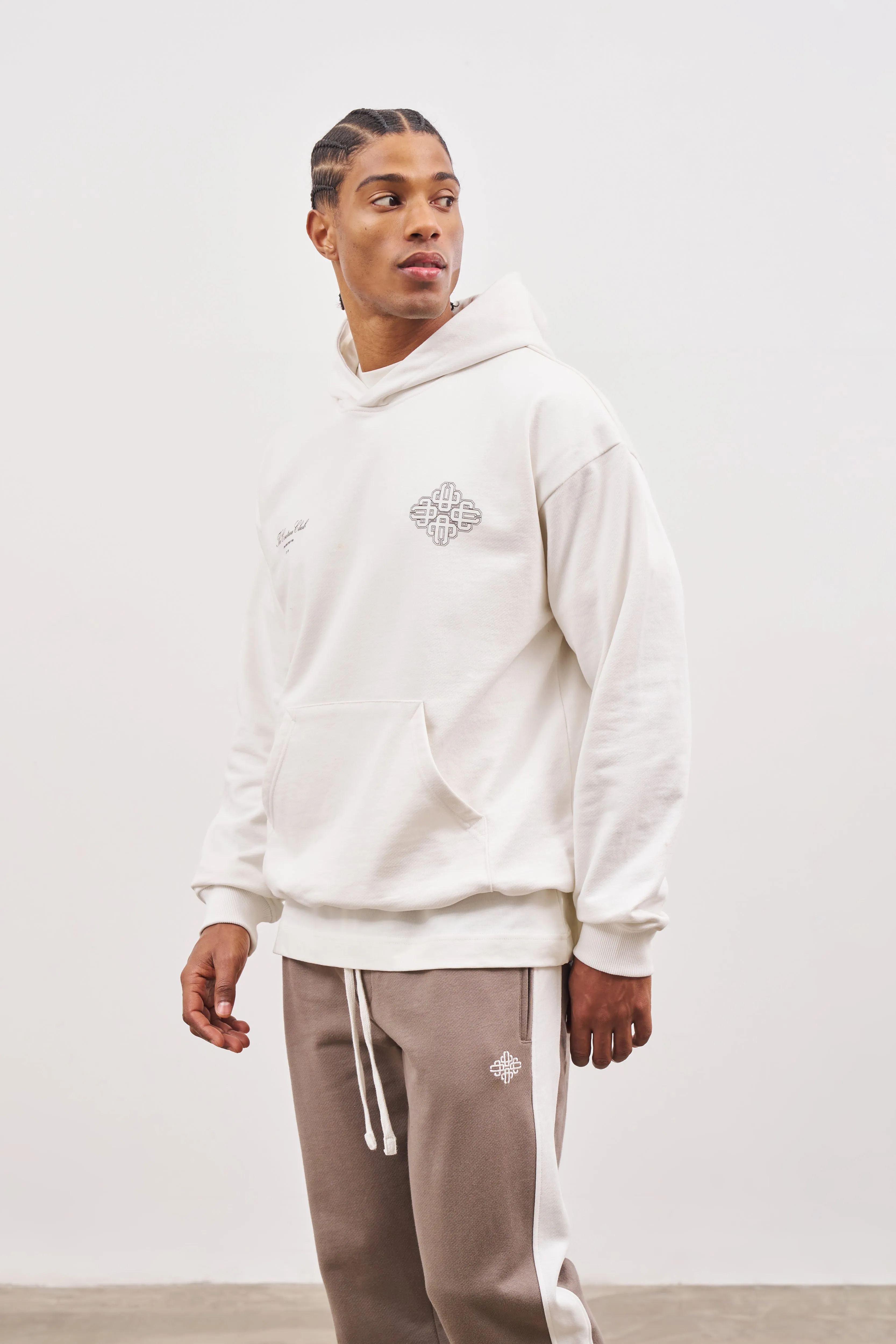 EMBLEM OUTLINE HOODIE - OFF WHITE