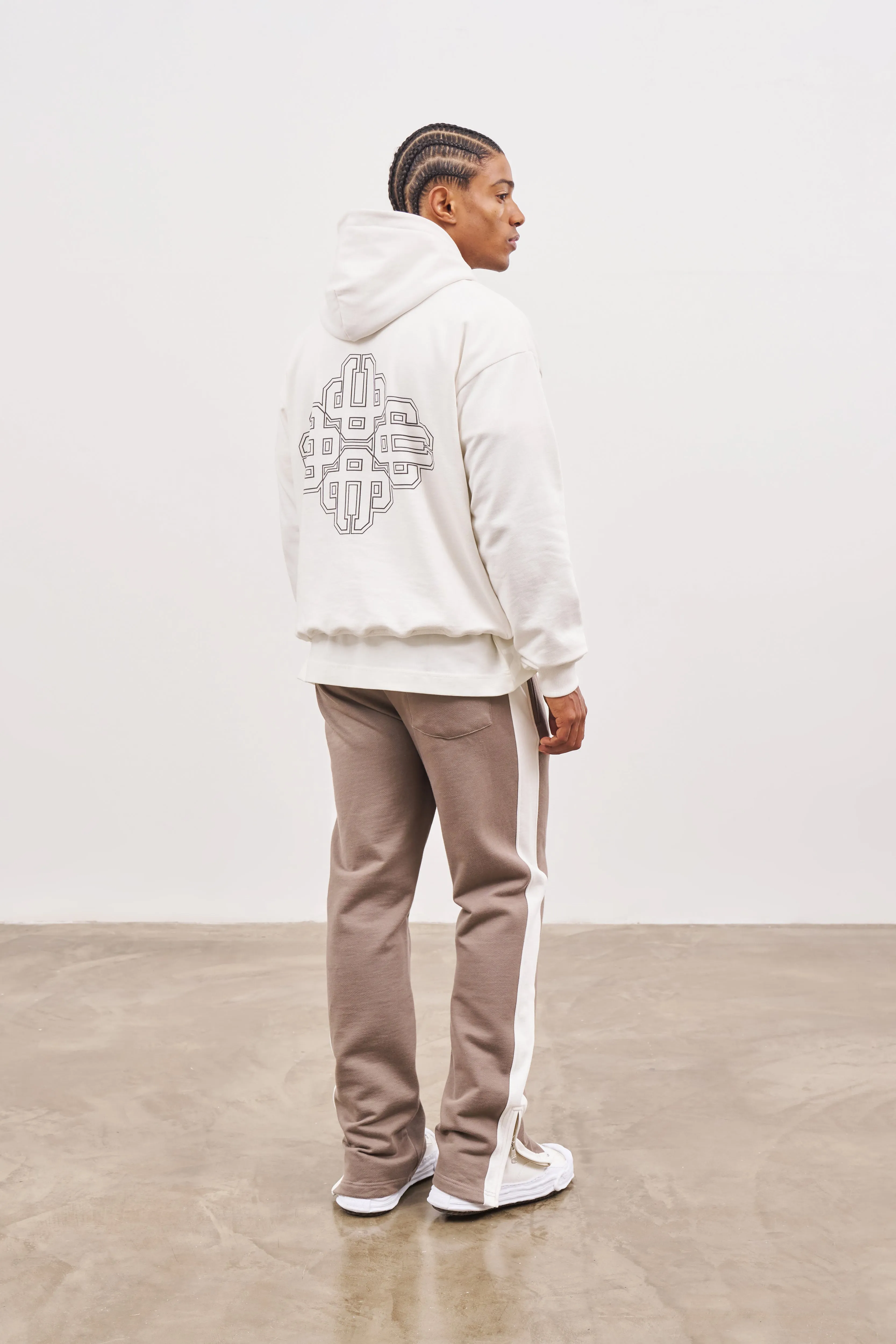 EMBLEM OUTLINE HOODIE - OFF WHITE