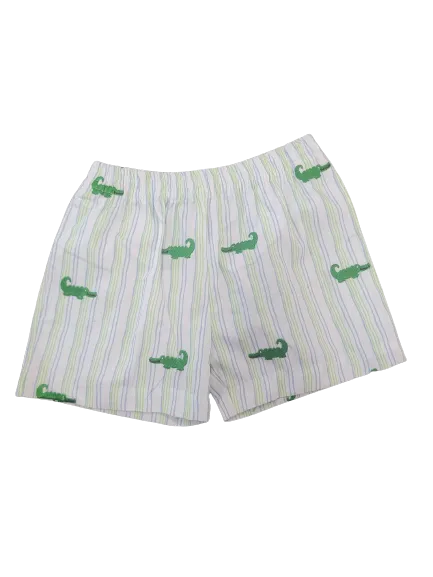 Embroidered Alligator Shorts