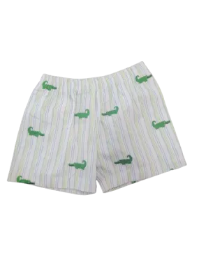 Embroidered Alligator Shorts