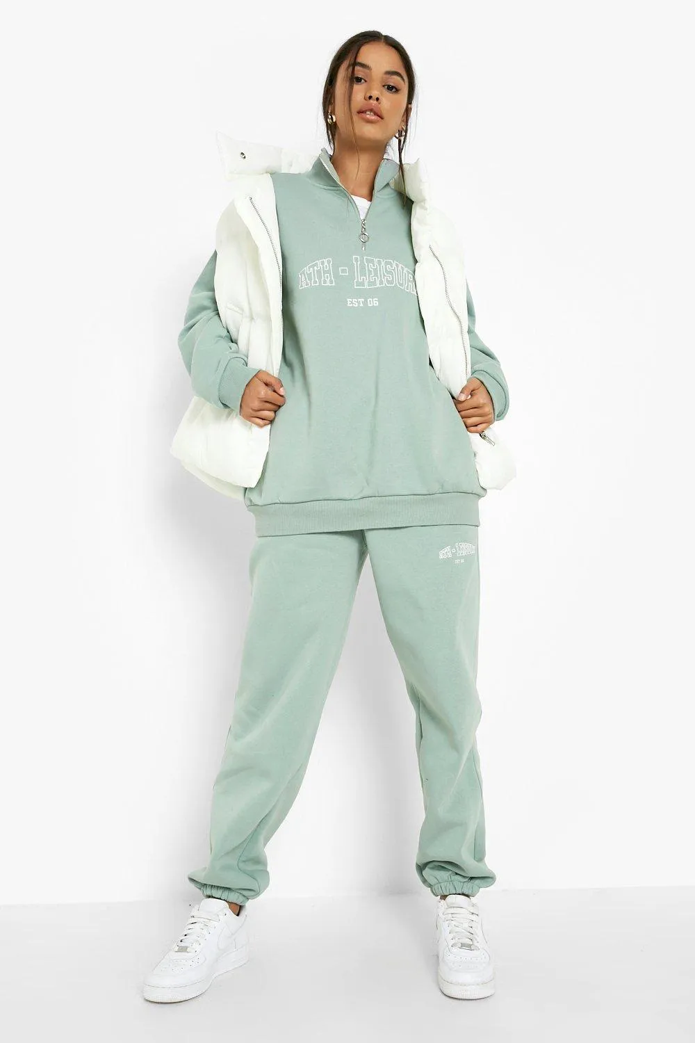 Embroidered Half Zip Sweater Tracksuit