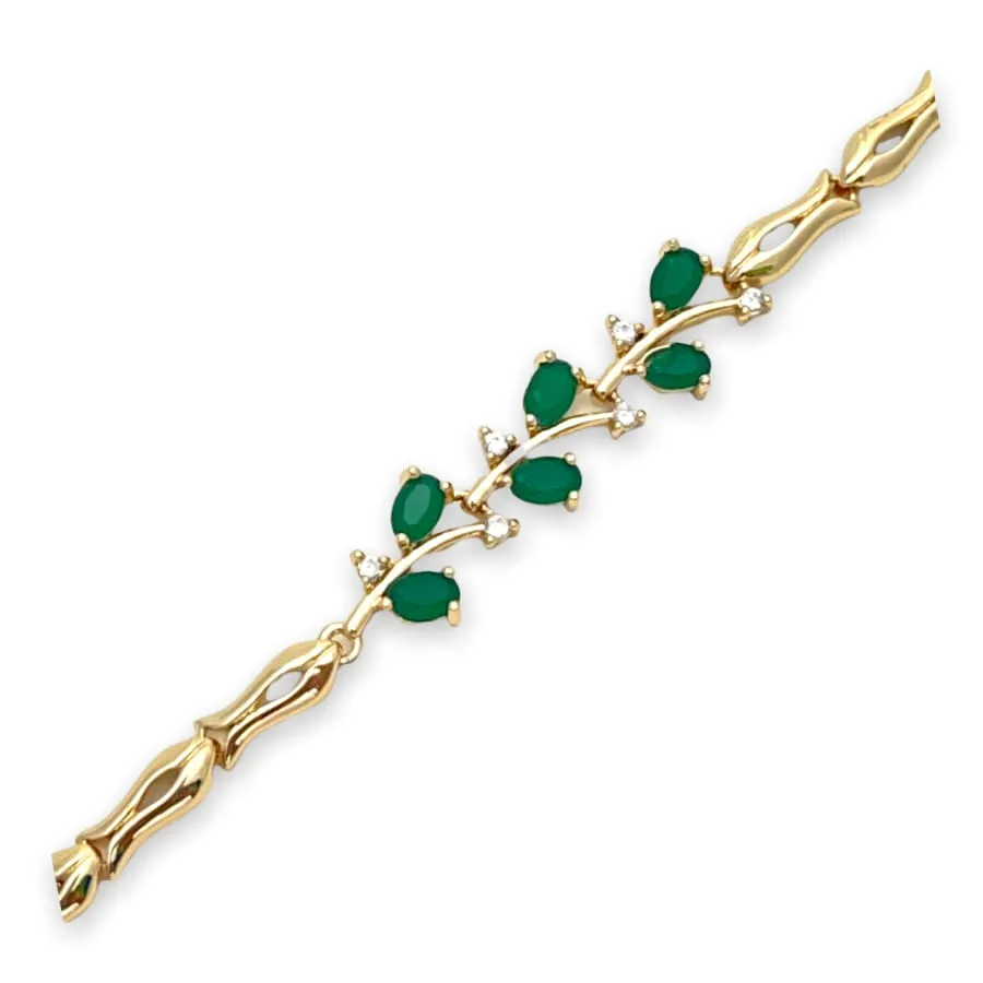 Emerald green vines bracelet in 18kts of gold plated