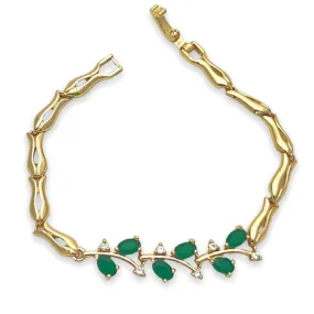 Emerald green vines bracelet in 18kts of gold plated