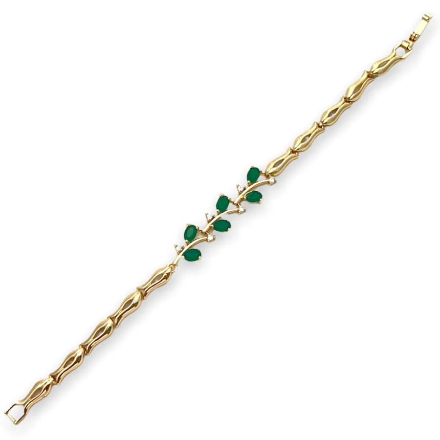 Emerald green vines bracelet in 18kts of gold plated