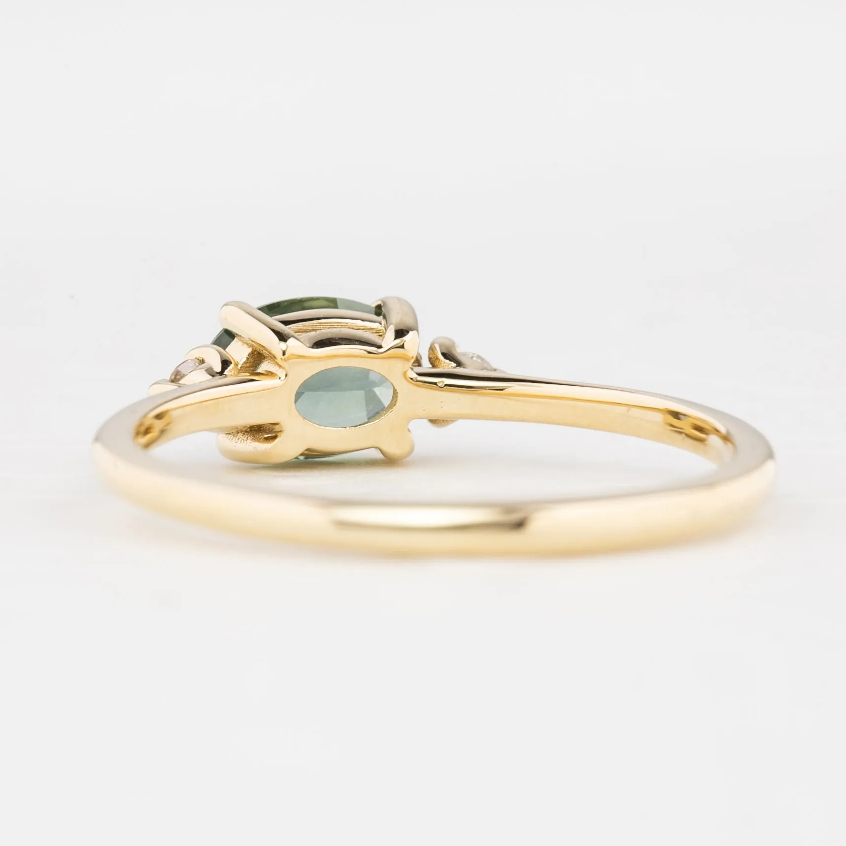 Emilie Ring 0.83ct Blue Green Madagascar Sapphire, 14k Yellow Gold (One of a kind)