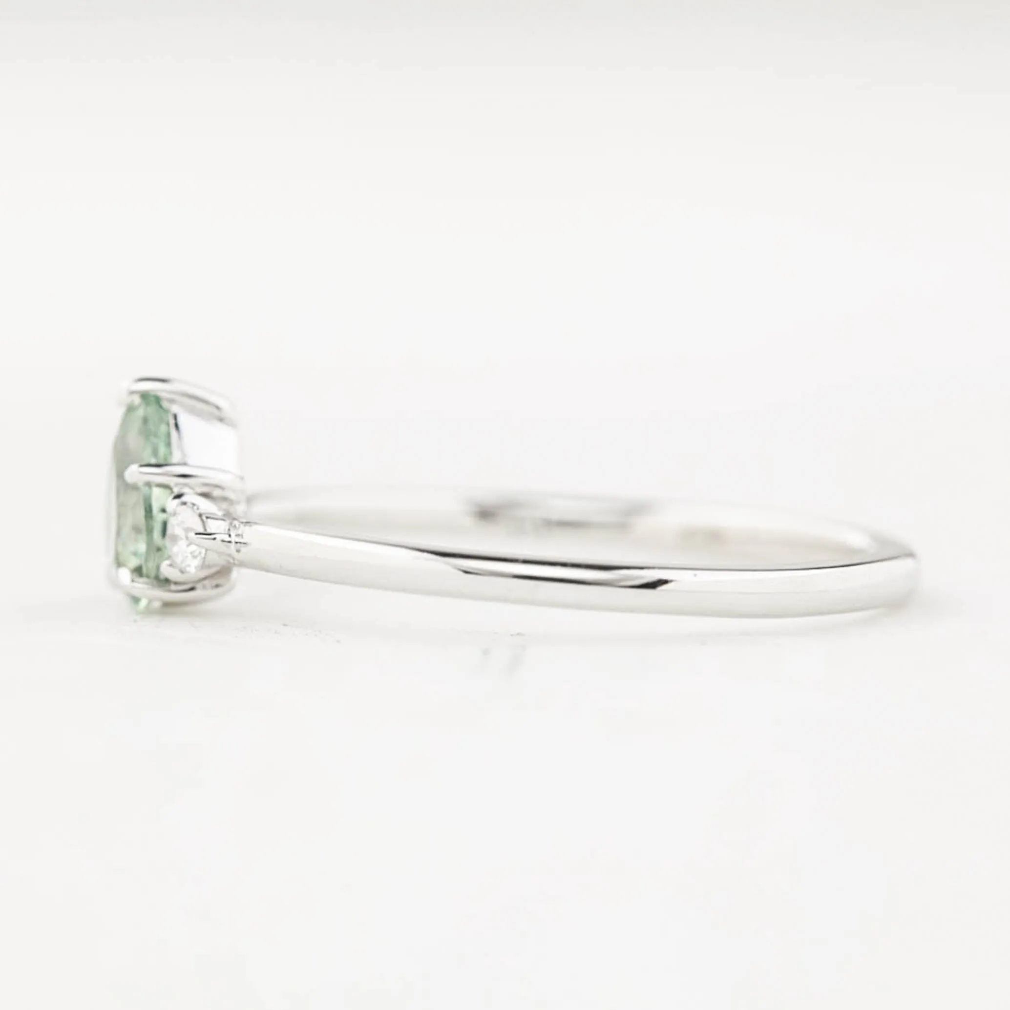 Emilie Ring 6mm 0.55ct Light Green Montana Sapphire 14K White Gold