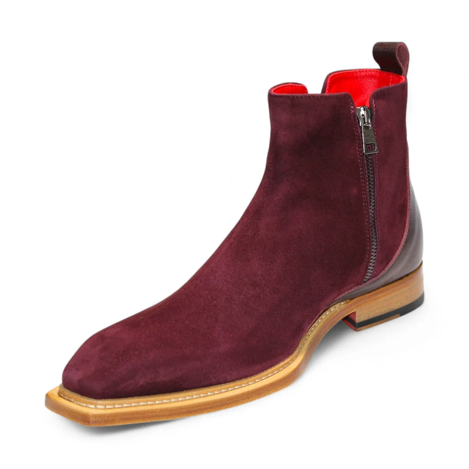 Emilio Franco Cesare Men's Shoes Burgundy Suede Boots (EF1155)