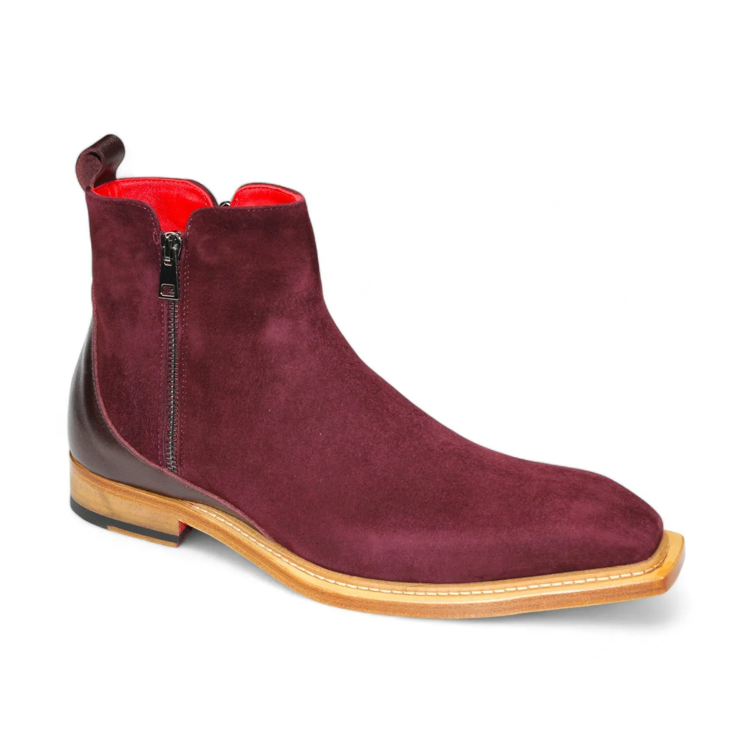 Emilio Franco Cesare Men's Shoes Burgundy Suede Boots (EF1155)