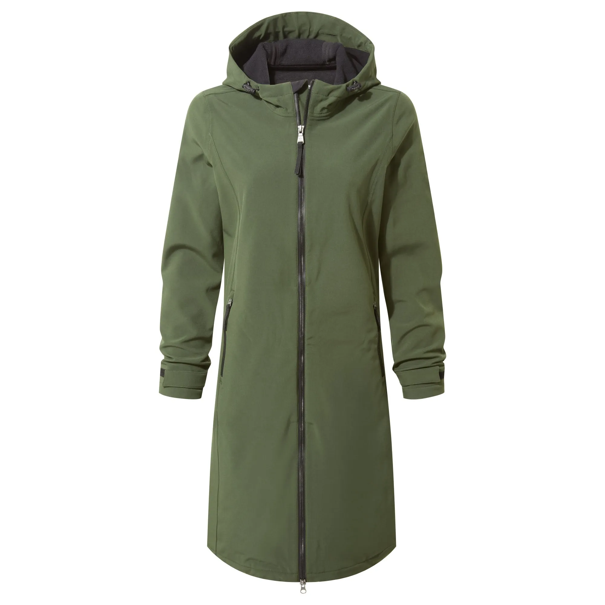 Enya Womens Softshell Long Jacket - Dark Green