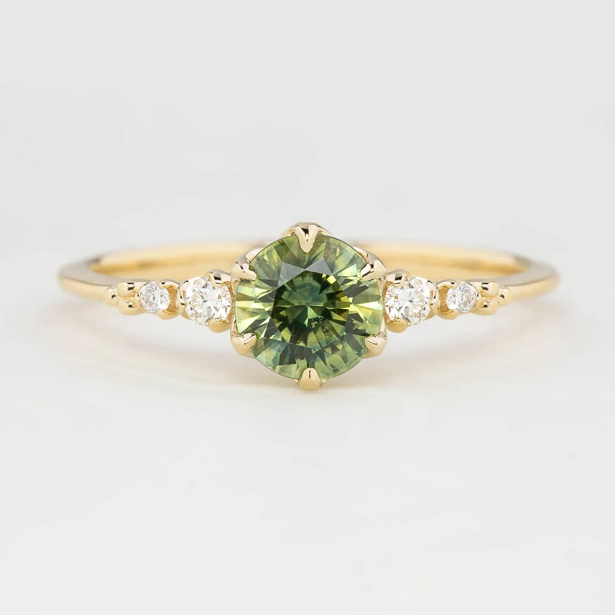 Estel Fleur Ring - 0.91ct Green Yellow Montana Sapphire (One of a kind)