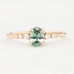 Estel Luxe Ring 0.67ct Parti Green Blue Montana Sapphire, 14K Rose Gold (One of a kind)