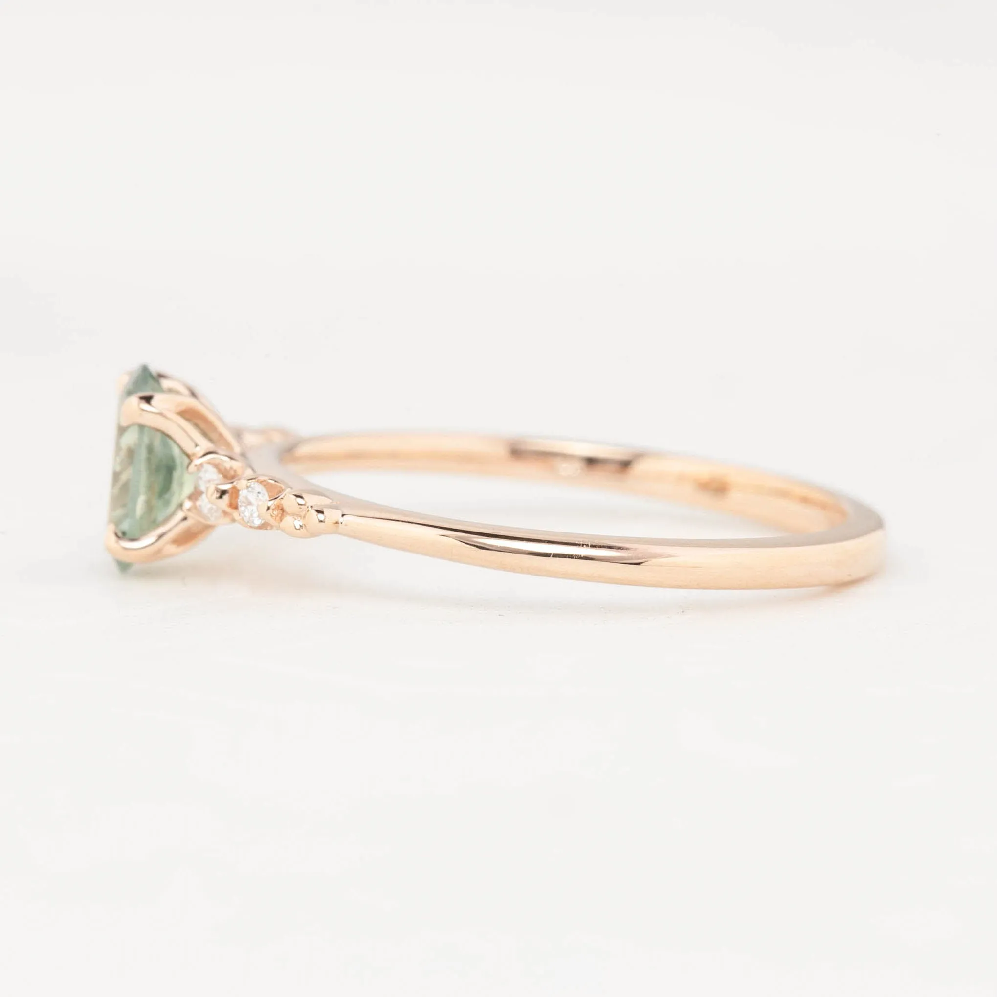 Estel Luxe Ring 0.67ct Parti Green Blue Montana Sapphire, 14K Rose Gold (One of a kind)