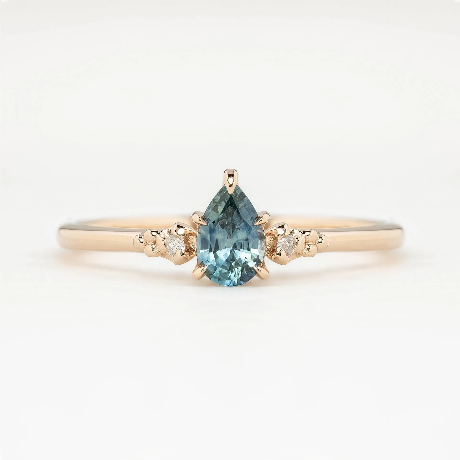 Estel Ring 0.50ct Blue Green Montana Sapphire Ring, 14k Rose Gold