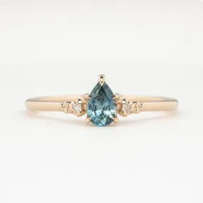 Estel Ring 0.50ct Blue Green Montana Sapphire Ring, 14k Rose Gold