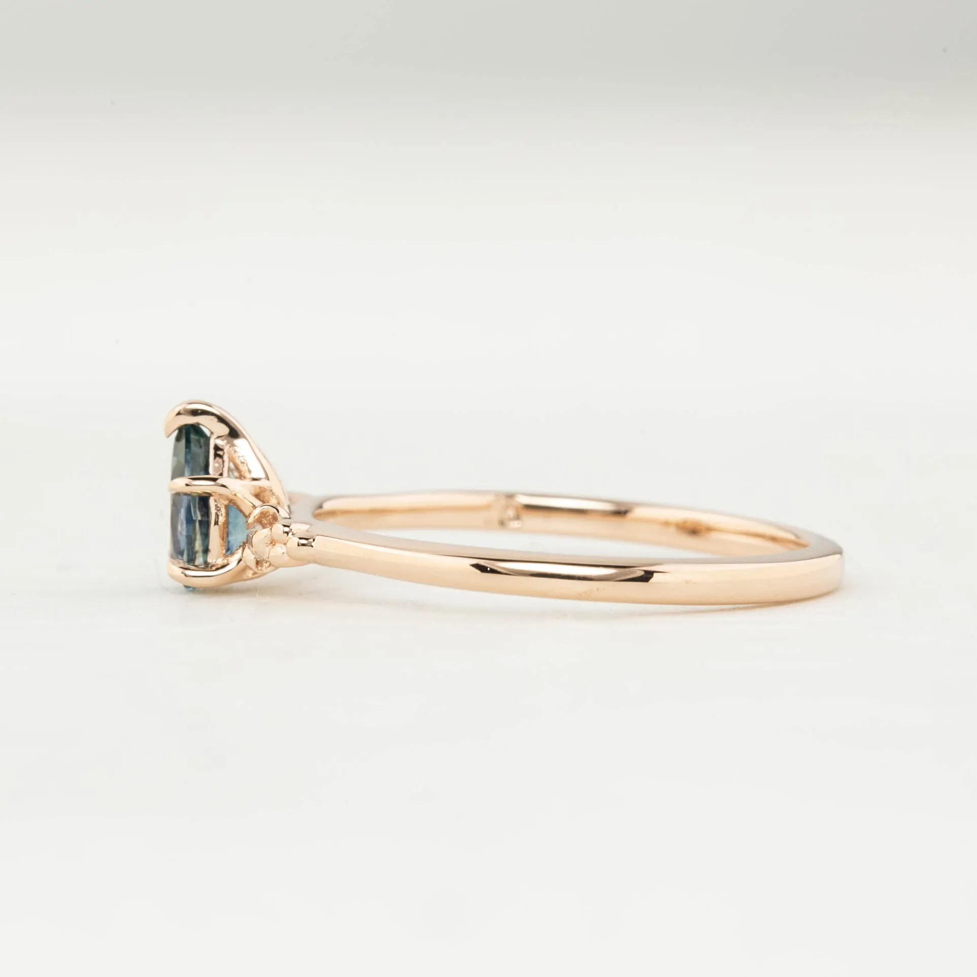 Estel Ring 0.50ct Blue Green Montana Sapphire Ring, 14k Rose Gold