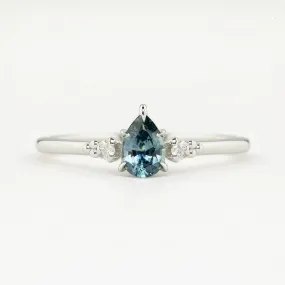 Estel Ring 0.50ct Blue Green Montana Sapphire Ring, 14k White Gold